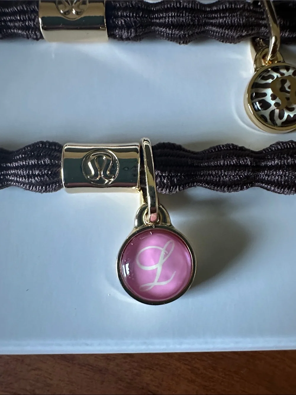 Lululemon Charm Hair Ties - Brown with Red & Pink Charms (3 Pack) NWT